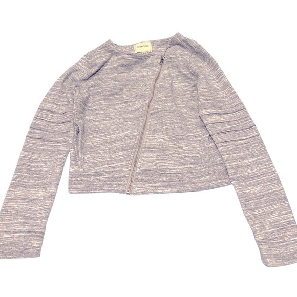 CHEROKEE girls sweater size 10/12 gray/grey and white with detailed sleeve - Picture 1 of 12
